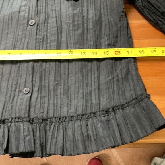 Tango Mango Deep Black, Long Sleeve Party Blouse w Ruffles and Embellishments - Picture 14 of 15